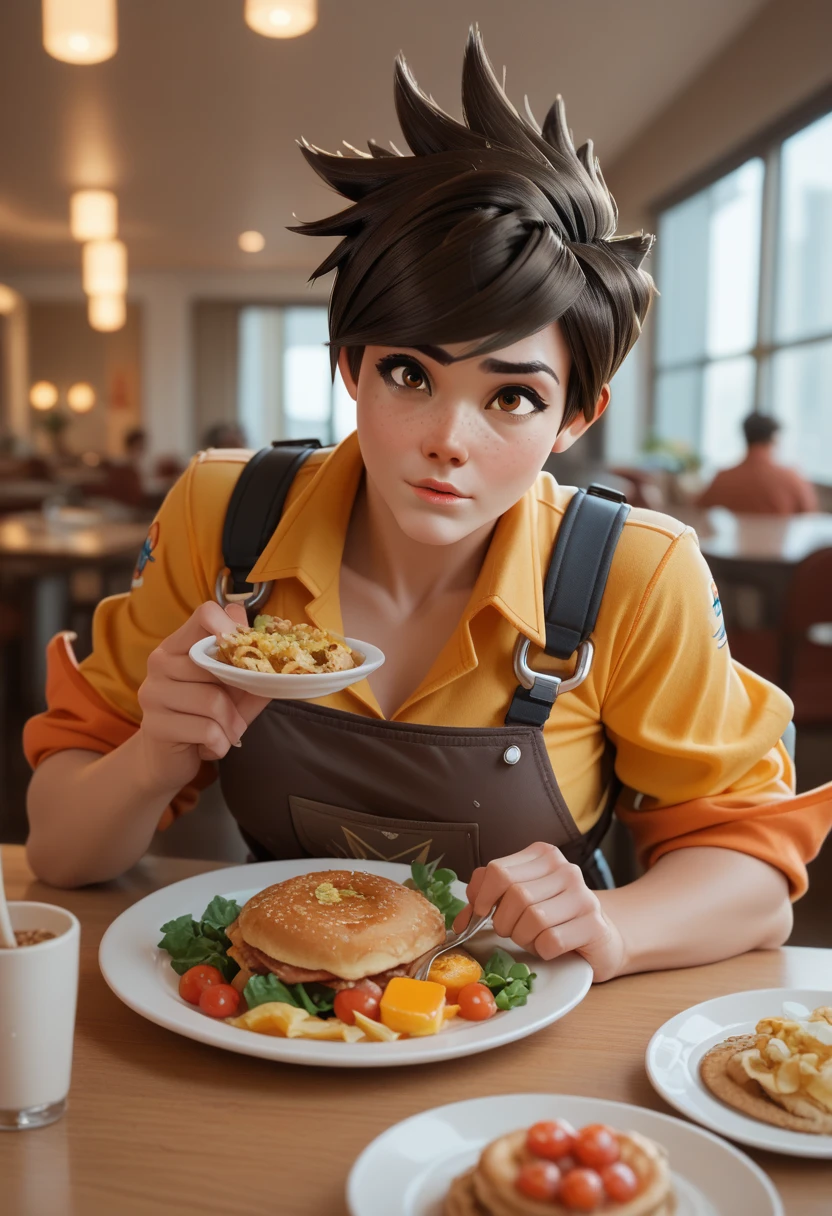 two muscle woman dinner tracer