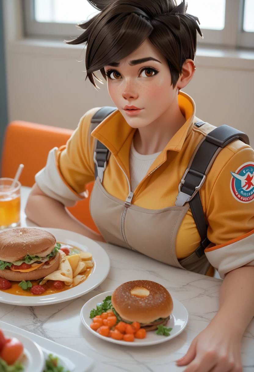 two muscle woman dinner tracer