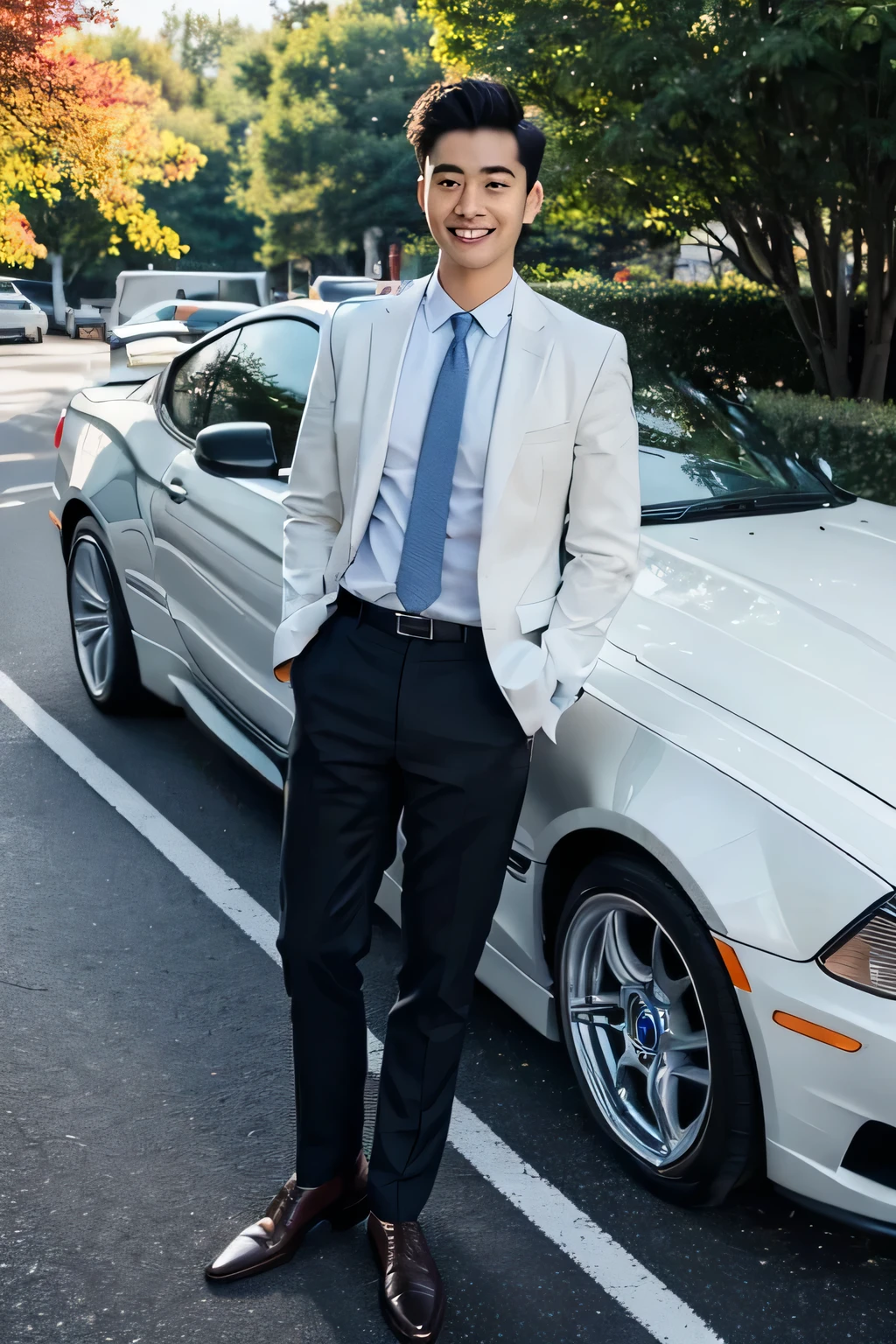 Repaint the white BMW840I behind the man