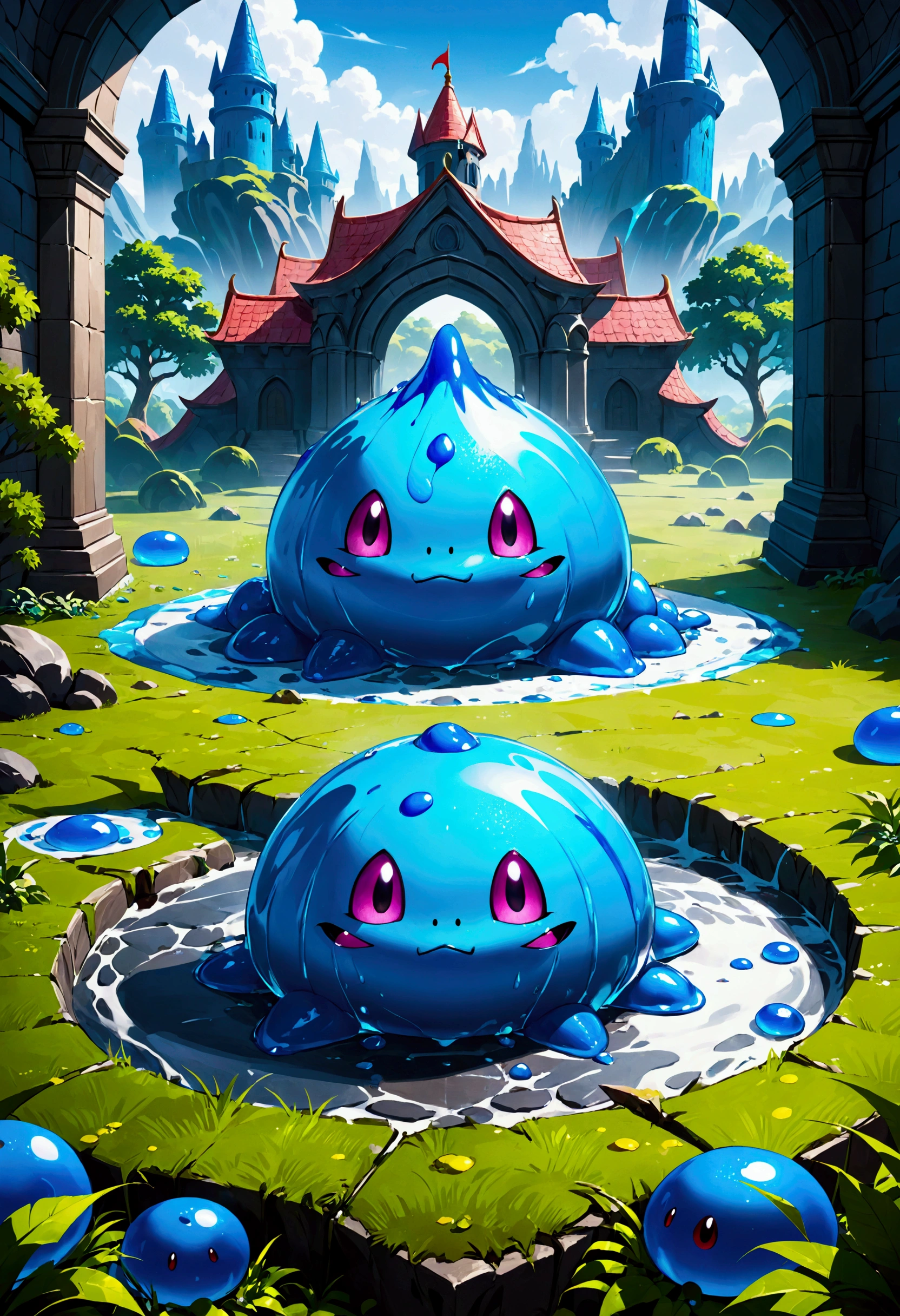 Dragon Quest game screen, slime