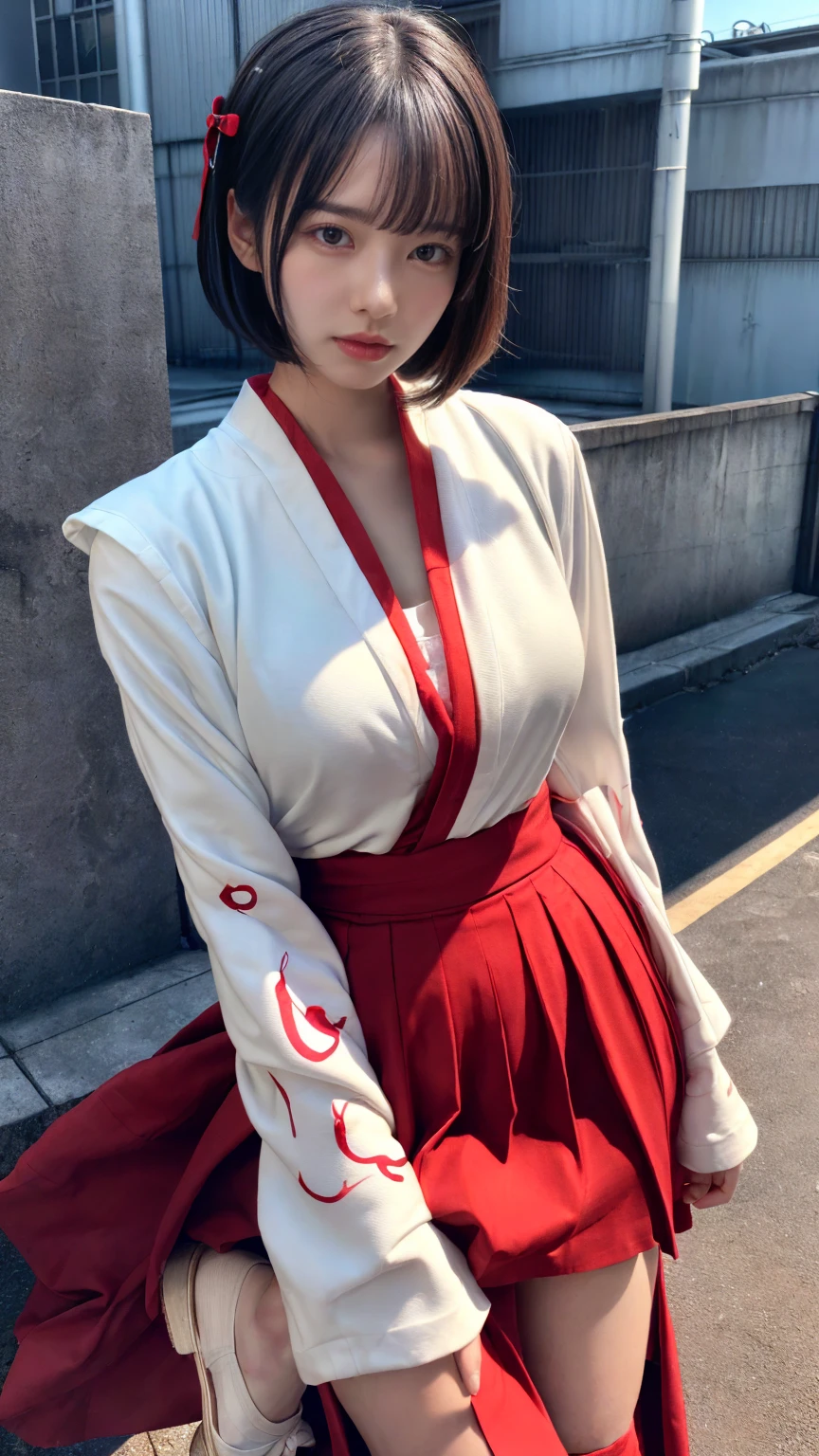 (absurdres:1.3), (highres:1.3), (ultra detailed:1.3),(1girl:1.3), (extremely detailed CG unity 8k wallpaper:1.3), (detailed skin texture, detailed cloth texture, detailed hair texture), (beautiful detailed face, supermodel, pale skin, realistic glistening skin), (RAW photo, best quality), (realistic, photo-realistic:1.4), masterpiece, extremely delicate and beautiful,Amazing, finely detail, extremely detailed CG unity 8k wallpaper, huge filesize, ultra-detailed, highres, absurdres, soft light,rim light, vibrant details, short bob hair, black hair color, Big Natural Color Lip, (perfect body shape), beautiful legs, BREAK (white and red theme:1.4), (fusion of (white kimono tops:1.2) and  (red high-waisted maxi length skirt):1.4), (long sleeve:1.3), (kimono-collar:1.2), (red outlines on white kiomno:1.2), (white very short ankle socks:1.2), (Japanese clogs geta:1.2),
 crying a little、Harajuku style、20 year old girl、cute type、lolita、open legs