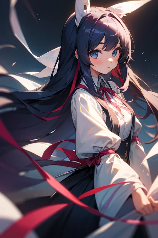 Fantastic girl long hair, ribbon,