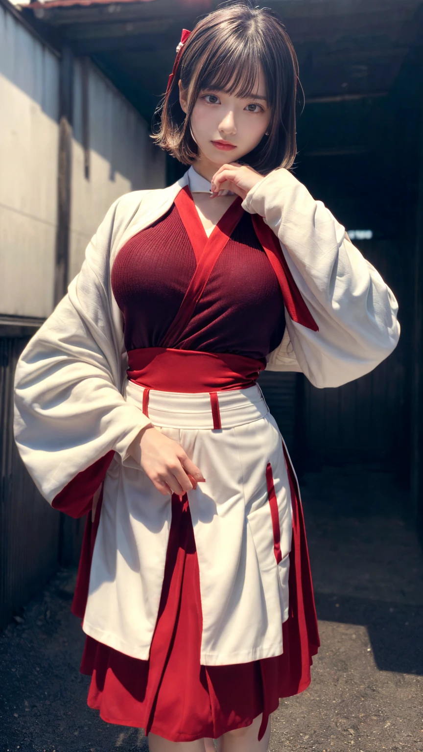 (shibari, hands behind the back:1.4), (hands behind the back), Half body photo, Detailed faces, clear face, Beautiful Girl, Korean makeup, Red lips, Platinum hair, Normal body shape, big breasts, thigh, wear a shirt, short pencil skirt, white outfit, Tie, tied with red wire, red wire, Neck binding, Tie your hands, ties around the body, Interlacing bonds, Multiple wires,The tether creates an overall look around the body, leaning against a tree, Peaks.