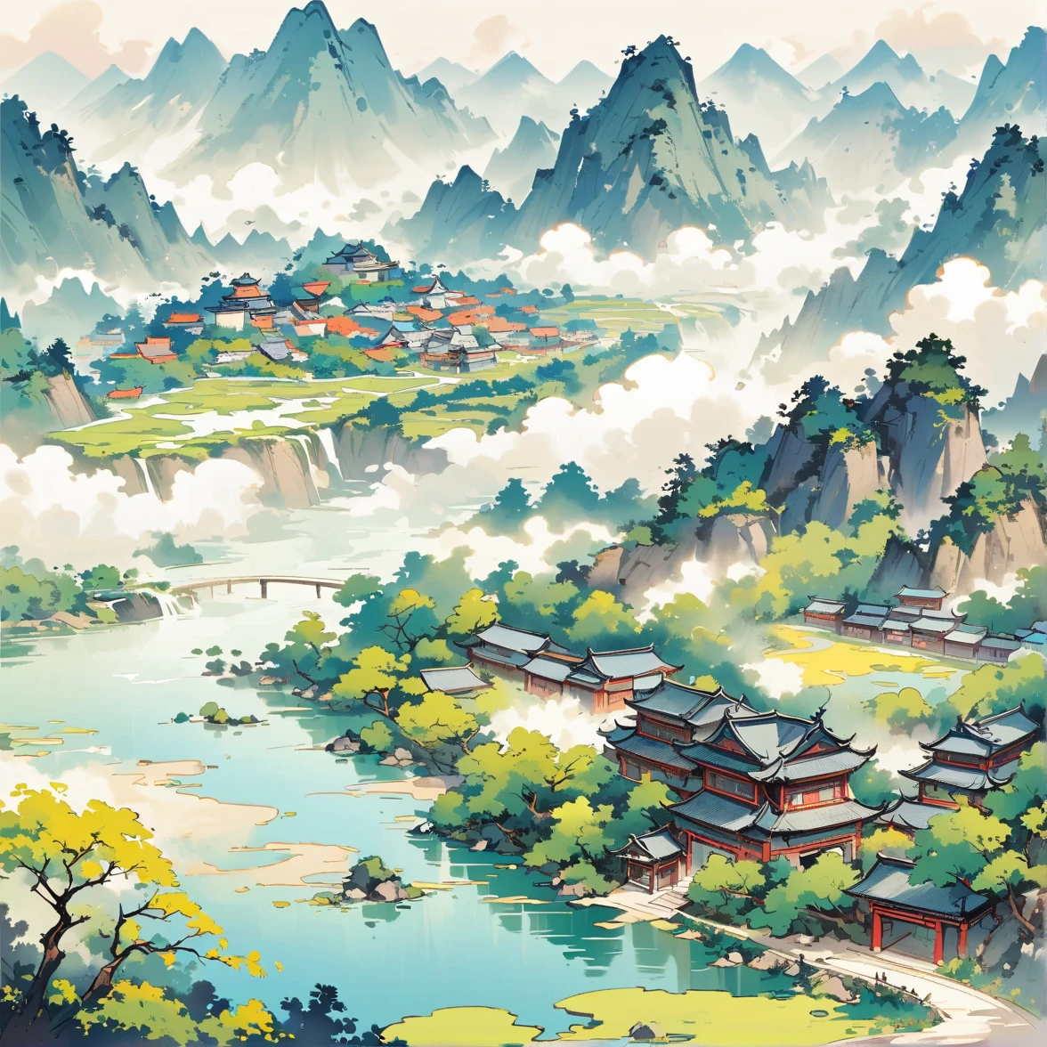 Far above the Yellow River among the white clouds.An isolated city in Wanren Mountain.Why should the Qiang flute blame the willow?.The spring breeze does not pass through Yumen Pass.