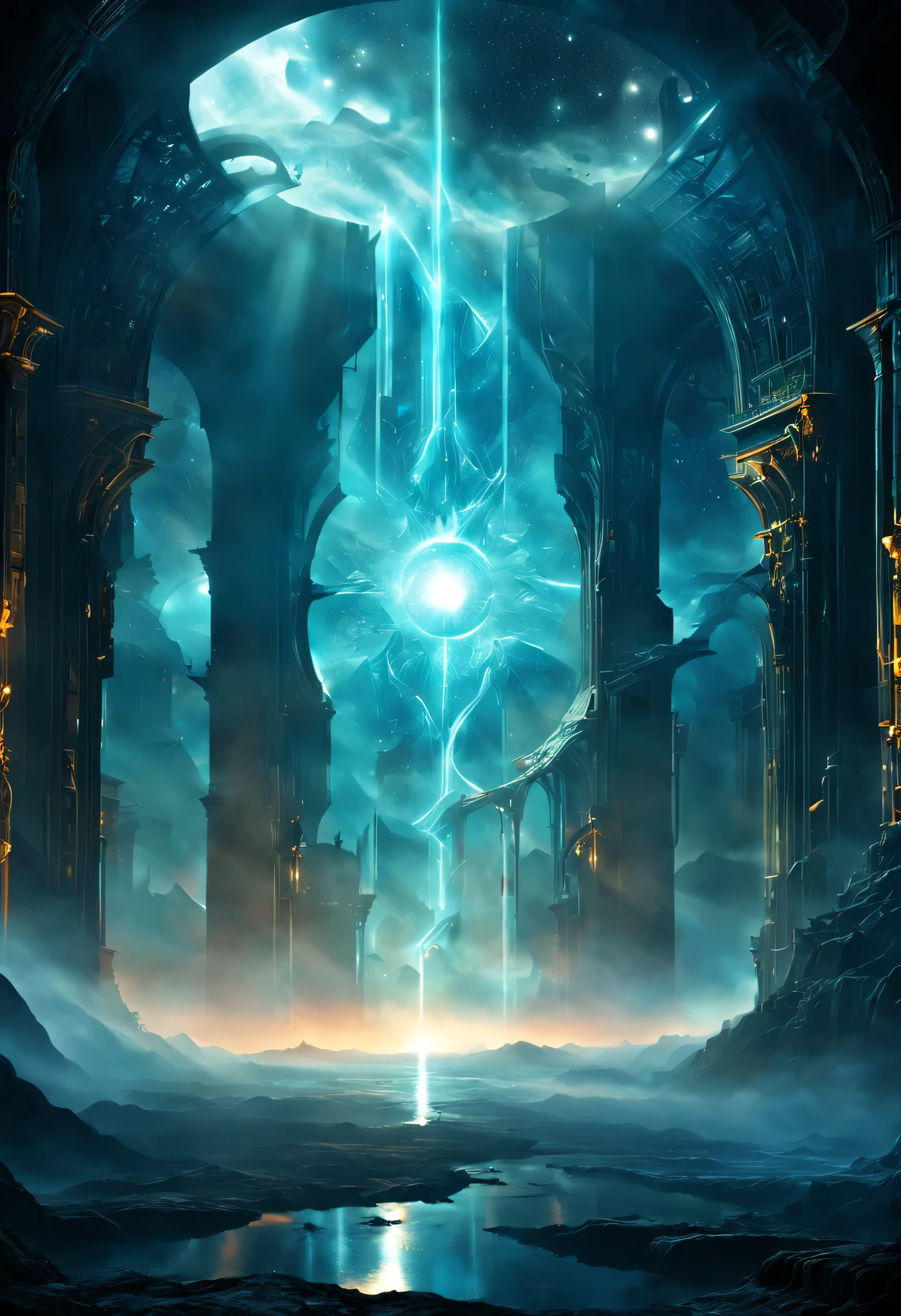 Fantasy World, Fictional Universe, Explore the unknown, Enter the Gate of Time and Space,你将能够Explore the unknown的世界,Discover new civilizations and wonders. The gate of time and space shines with an ethereal light. Complex design., and the mysterious atmosphere of otherworldly mystical fantasy art, Light and Shadow Art,
Cleverly illuminated, Soft colors 4k highly detailed digital art,Fantasy Art Performance,Surrealism