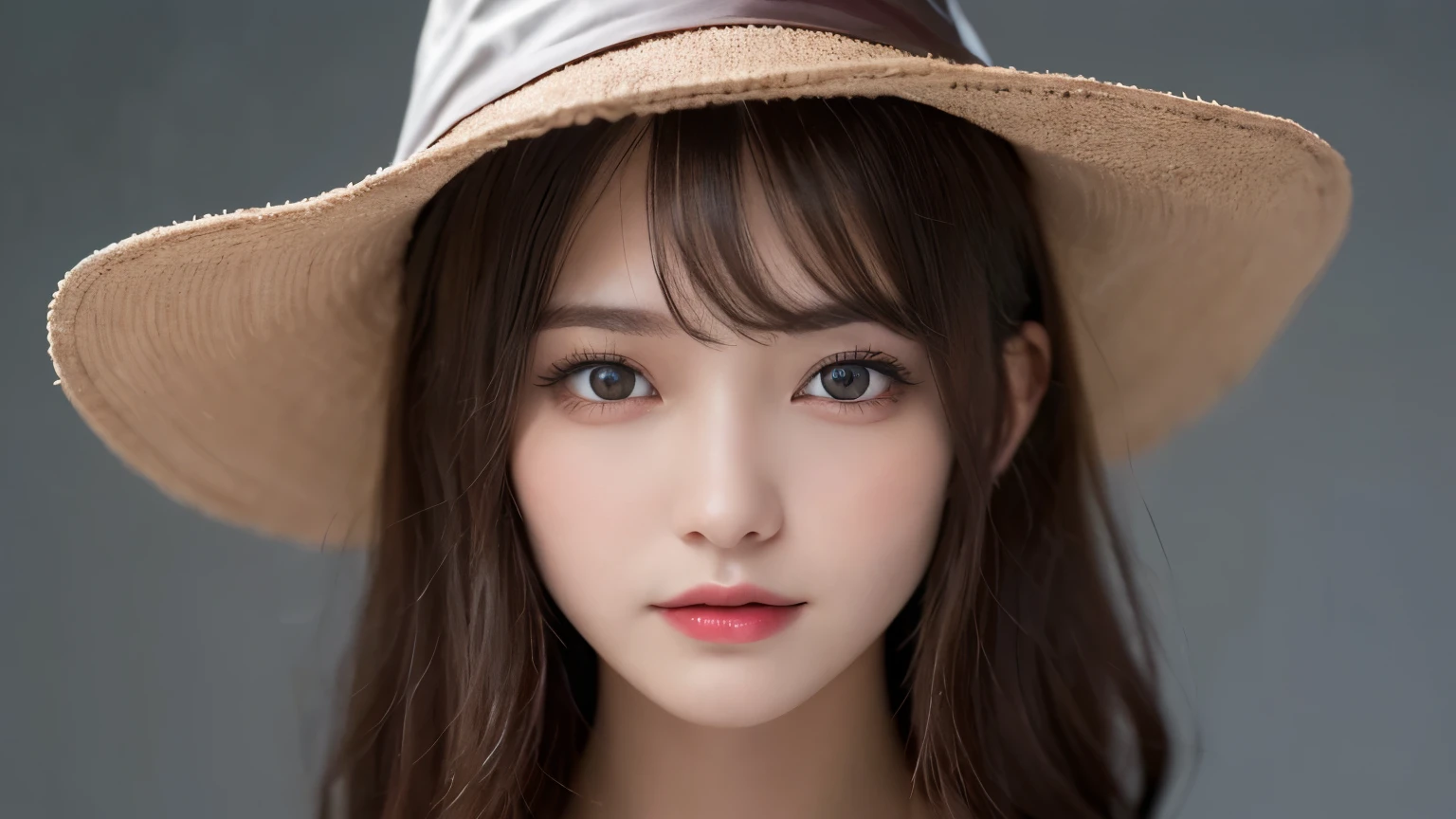 white background, half body portrait, one girl, (a beauty girl, delicate girl:1.3), (20 years old:1.3), break, (witch costume, Witch hat, Witch clothes), break, (gates of hell:1.2), break, very fine eyes, (symmetrical eyes:1.3), break, small breasts, brown eyes, parted bangs, brown hair, (smile), break, (eyes and faces with detailed:1.0), break, (masterpiece, best quality, ultra detailed, detailed face, 8k)