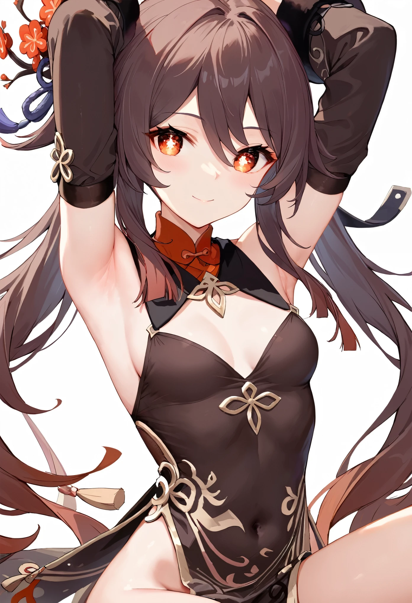 score_9, score_8_up, score_7_up,source_anime, high res image,masterpiece,best quality,girl,cute face,clear skin,hutao_genshin,armpit,