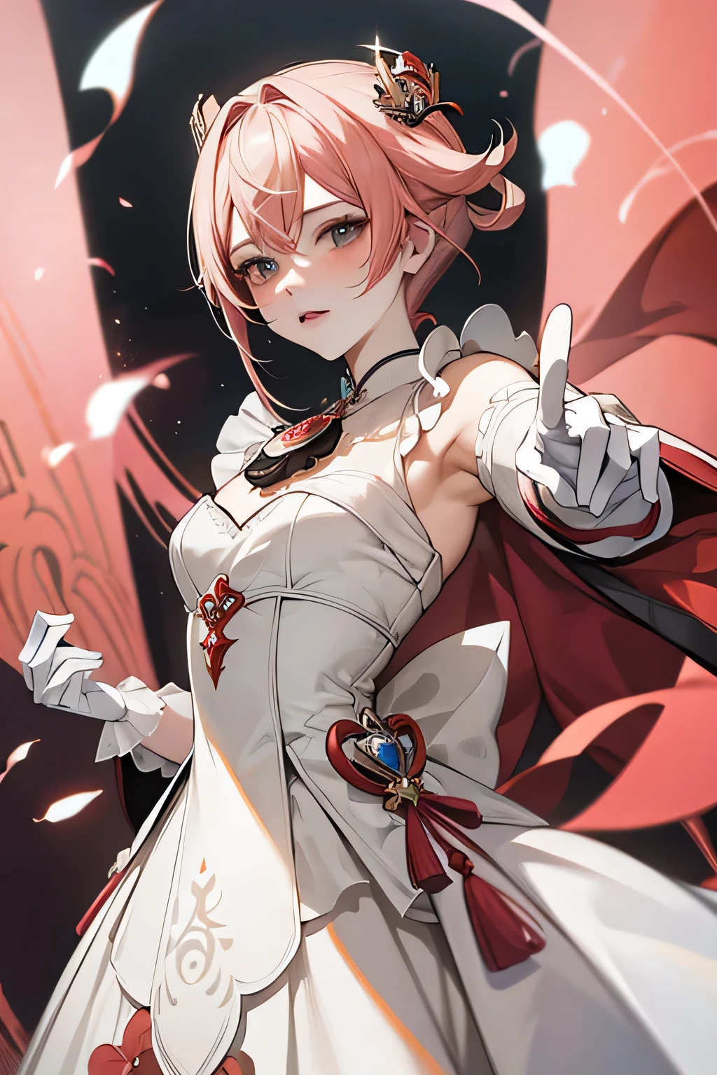 masterpiece, best quality, Genshin Impact，Coral Palace Heart Sea，high quality background，White Dress，White gloves