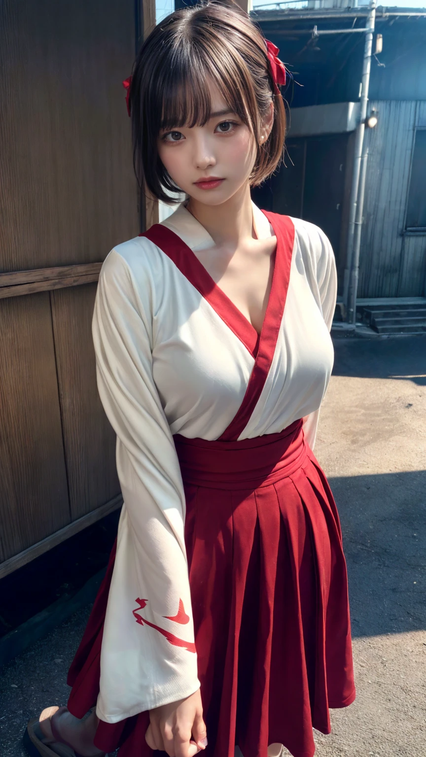 (absurdres:1.3), (highres:1.3), (ultra detailed:1.3),(1girl:1.3), (extremely detailed CG unity 8k wallpaper:1.3), (detailed skin texture, detailed cloth texture, detailed hair texture), (beautiful detailed face, supermodel, pale skin, realistic glistening skin), (RAW photo, best quality), (realistic, photo-realistic:1.4), masterpiece, extremely delicate and beautiful,Amazing, finely detail, extremely detailed CG unity 8k wallpaper, huge filesize, ultra-detailed, highres, absurdres, soft light,rim light, vibrant details, short bob hair, black hair color, Big Natural Color Lip, (perfect body shape), beautiful legs, BREAK (white and red theme:1.4), (fusion of (white kimono tops:1.2) and (red high-waisted maxi length skirt):1.4), (long sleeve:1.3), (kimono-collar:1.2), (red outlines on white kiomno:1.2), (white very short ankle socks:1.2), (Japanese clogs geta:1.2),
crying a little、little smile, Harajuku style、20 year old girl、cute type、ta、open legs