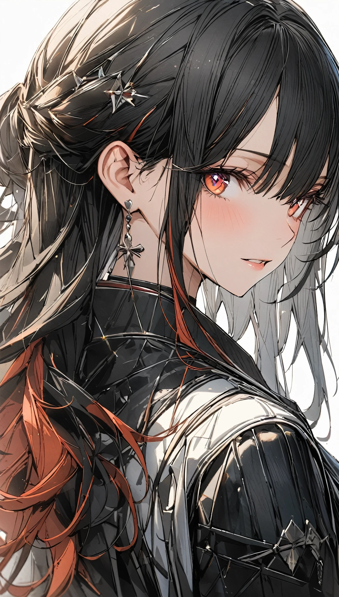 1 Girl, multicoloRed hair, Colored undercoat, Black Hair, Red hair, Blue Hair, Green Hair, Symbol-shaped pupil, Super Detail, High Detail, high quality, The award-winning, best quality, high resolution