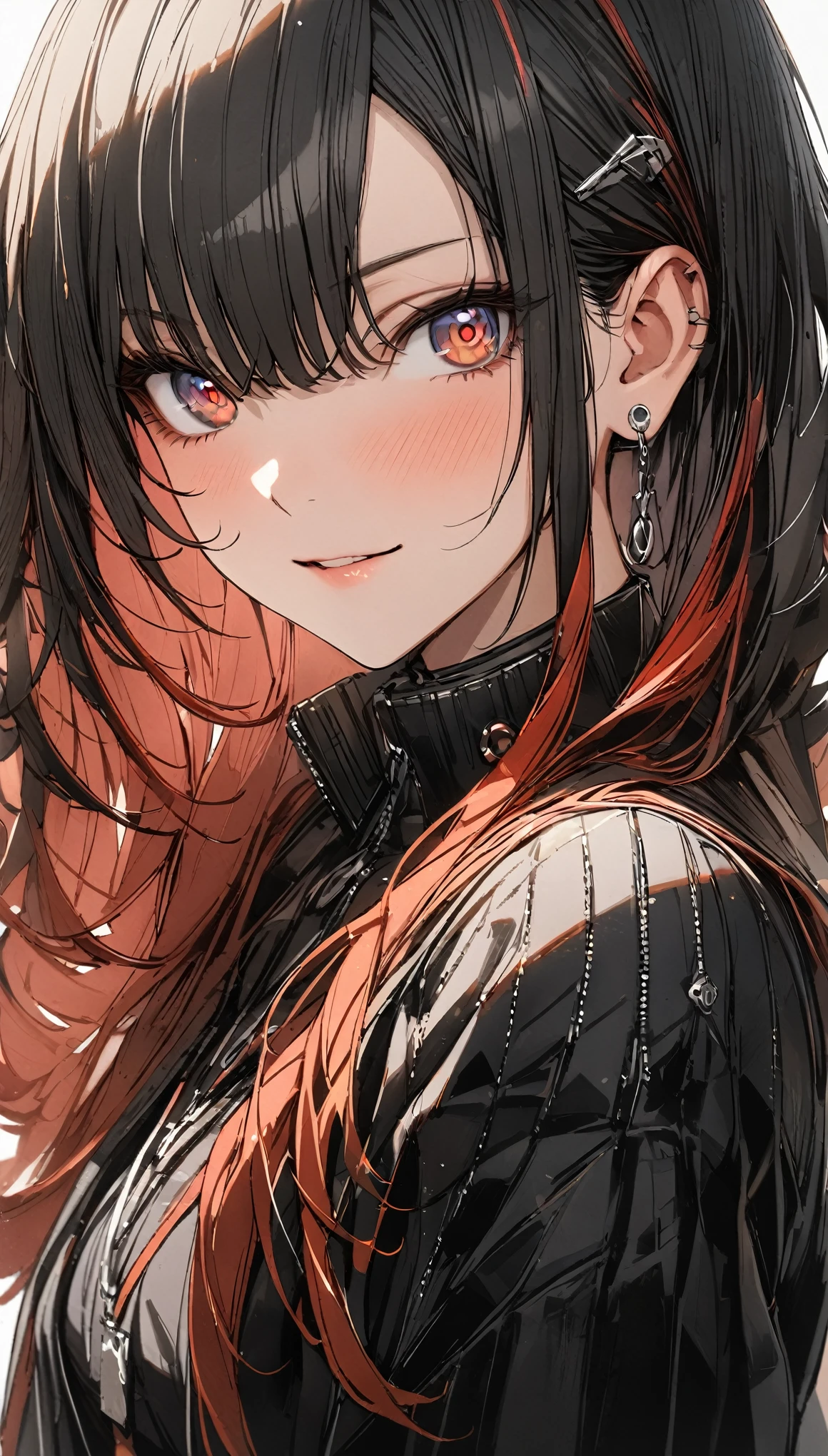 1 Girl, multicoloRed hair, Colored undercoat, Black Hair, Red hair, Blue Hair, Green Hair, Symbol-shaped pupil, Super Detail, High Detail, high quality, The award-winning, best quality, high resolution