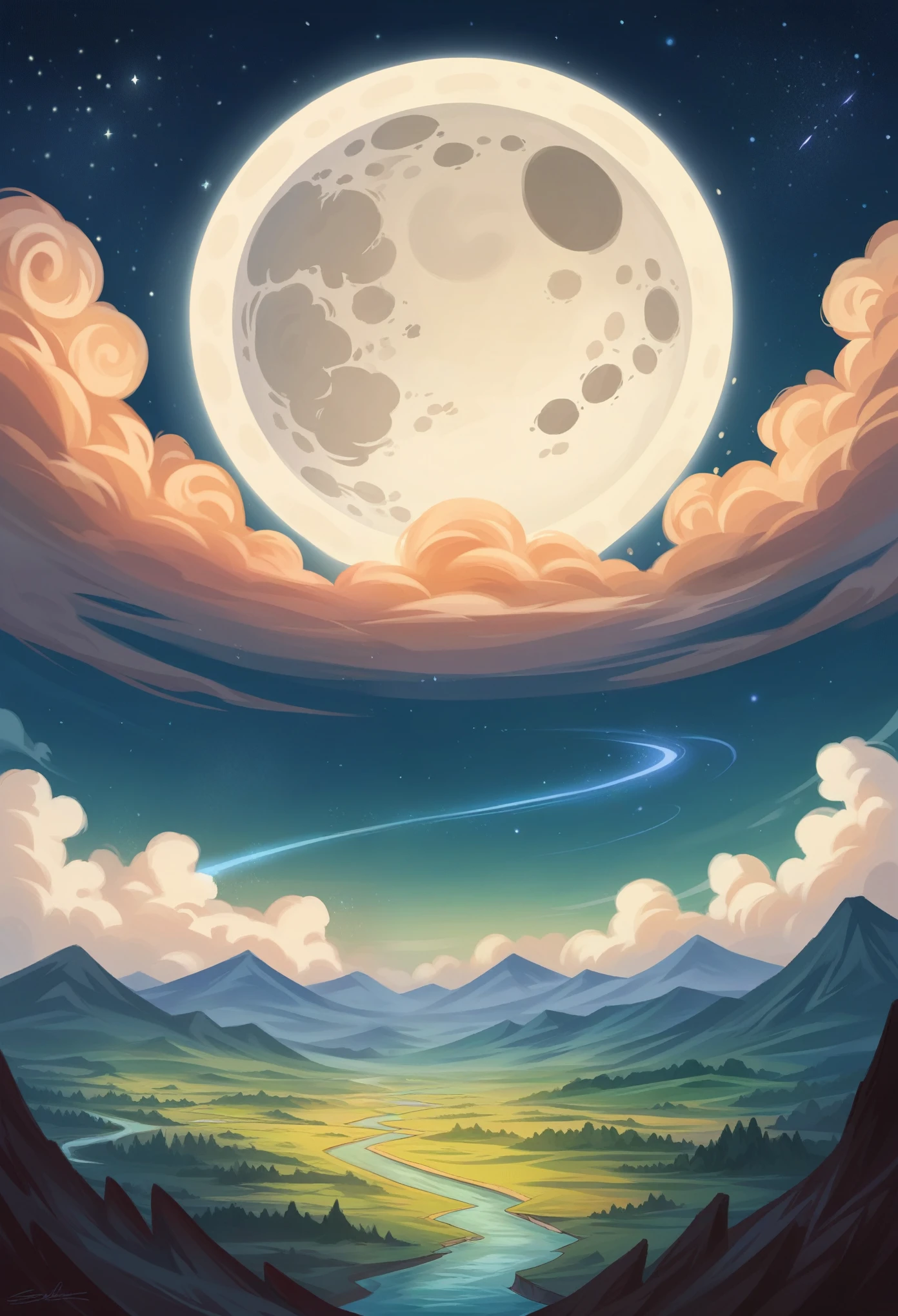 Starry Sky,Cosmooonの光,moon,Sky Sky,highlight,bright,Gorgeous,Baiyun,yin and yang,Starlight Theorz,Art of high hills and rivers,Unified 8K resolution wallpapers,high quality,Realistic,Attention to detail,Amazing fantasy scene,Extremely detailed drawings,landscape,magic,heal