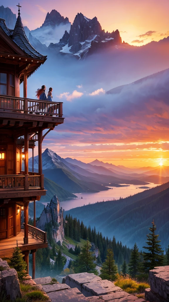 Highest quality,Fantasy,Mountain々,sunset