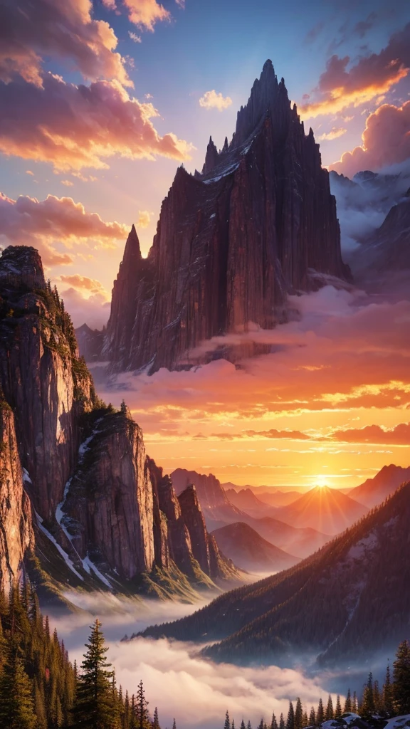 Highest quality,Fantasy,Mountain々,sunset