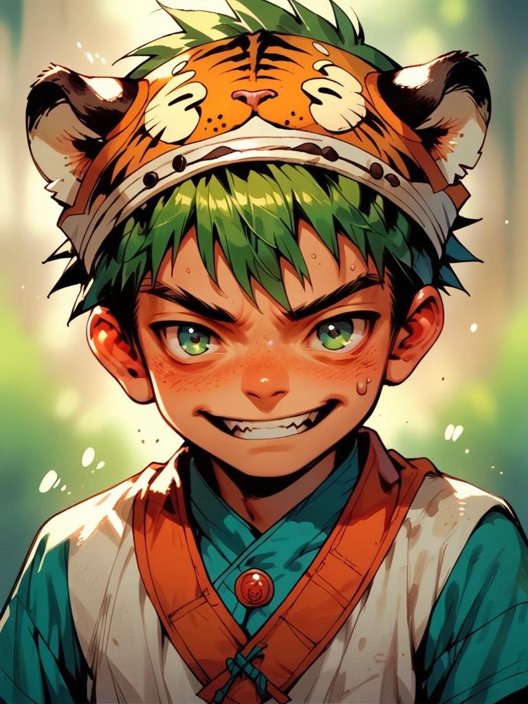 score_9, score_8_up, score_7_up, score_6_up, 1boy, ???, wearing tiger headdress, g4n1m3,