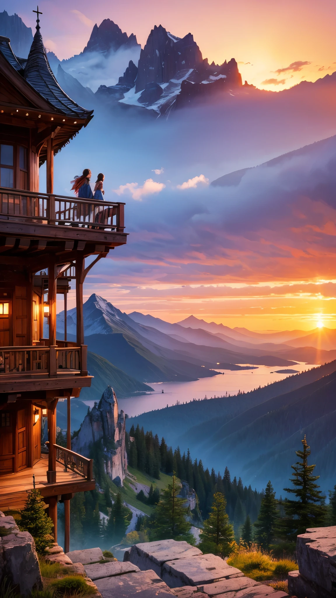 Highest quality,Fantasy,Mountain々,sunset