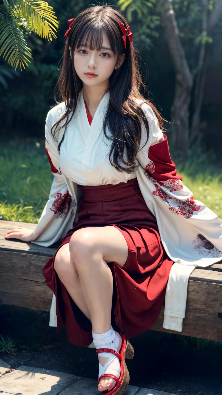 (absurdres:1.3), (highres:1.3), (ultra detailed:1.3),(1girl:1.3), (extremely detailed CG unity 8k wallpaper:1.3), (detailed skin texture, detailed cloth texture, detailed hair texture), (beautiful detailed face, supermodel, pale skin, realistic glistening skin), (RAW photo, best quality), (realistic, photo-realistic:1.4), masterpiece, extremely delicate and beautiful,Amazing, finely detail, extremely detailed CG unity 8k wallpaper, huge filesize, ultra-detailed, highres, absurdres, soft light,rim light, vibrant details, short bob hair, black hair color, Big Natural Color Lip, (perfect body shape), beautiful legs, BREAK (white and red theme:1.4), (fusion of (white kimono tops:1.2) and (red high-waisted maxi length skirt):1.4), (long sleeve:1.3), (kimono-collar:1.2), (red outlines on white kiomno:1.2), (white very short ankle socks:1.2), (Japanese clogs geta:1.2),
crying a little、little smile, Harajuku style、20 year old girl、cute type、lolita、open legs