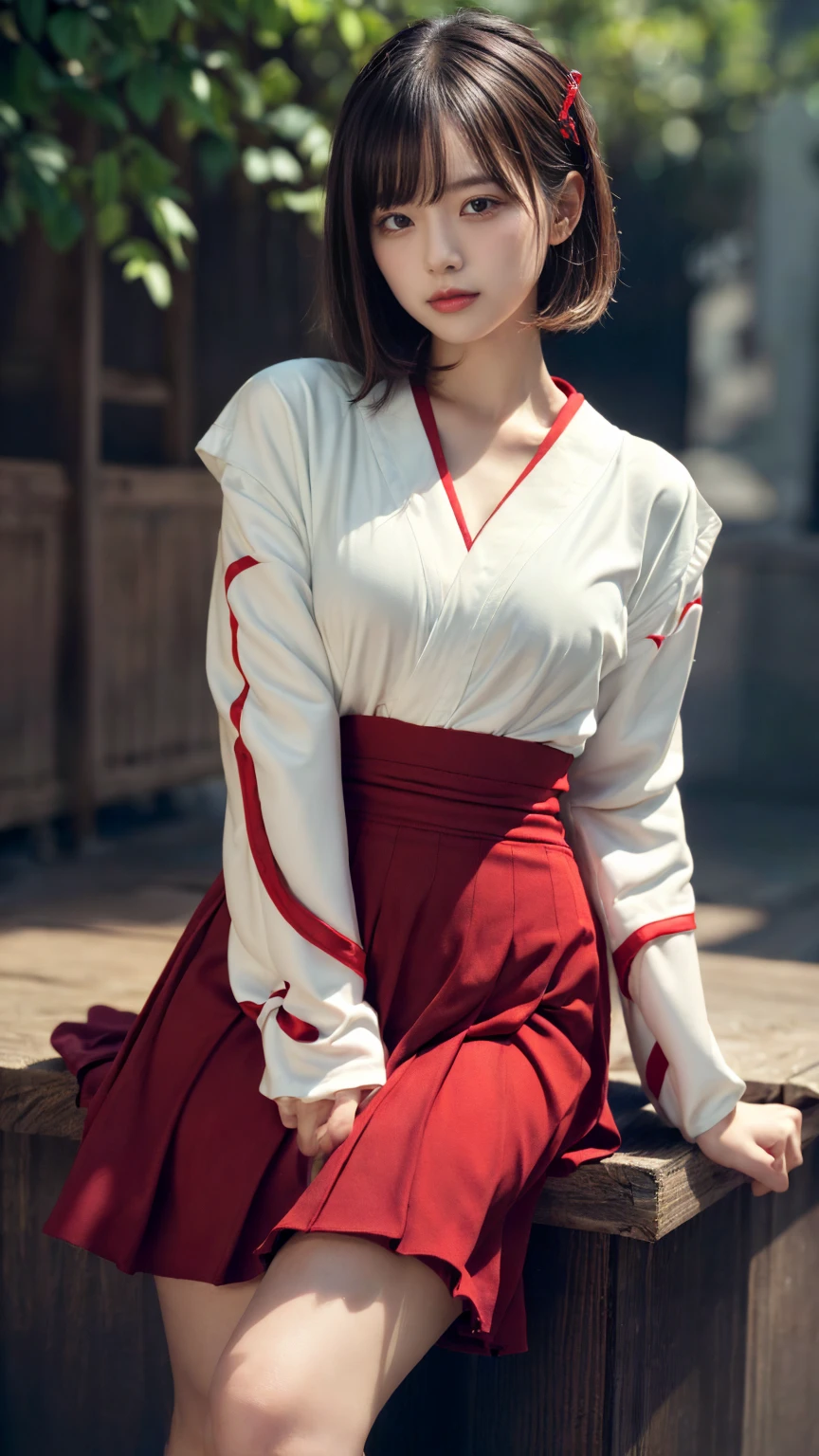 (absurdres:1.3), (highres:1.3), (ultra detailed:1.3),(1girl:1.3), (extremely detailed CG unity 8k wallpaper:1.3), (detailed skin texture, detailed cloth texture, detailed hair texture), (beautiful detailed face, supermodel, pale skin, realistic glistening skin), (RAW photo, best quality), (realistic, photo-realistic:1.4), masterpiece, extremely delicate and beautiful,Amazing, finely detail, extremely detailed CG unity 8k wallpaper, huge filesize, ultra-detailed, highres, absurdres, soft light,rim light, vibrant details, short bob hair, black hair color, Big Natural Color Lip, (perfect body shape), beautiful legs, BREAK (white and red theme:1.4), (fusion of (white kimono tops:1.2) and  (red high-waisted maxi length skirt):1.4), (long sleeve:1.3), (kimono-collar:1.2), (red outlines on white kiomno:1.2), (white very short ankle socks:1.2), (Japanese clogs geta:1.2),
 crying a little、little smile, Harajuku style、20 year old girl、cute type、lolita、open legs