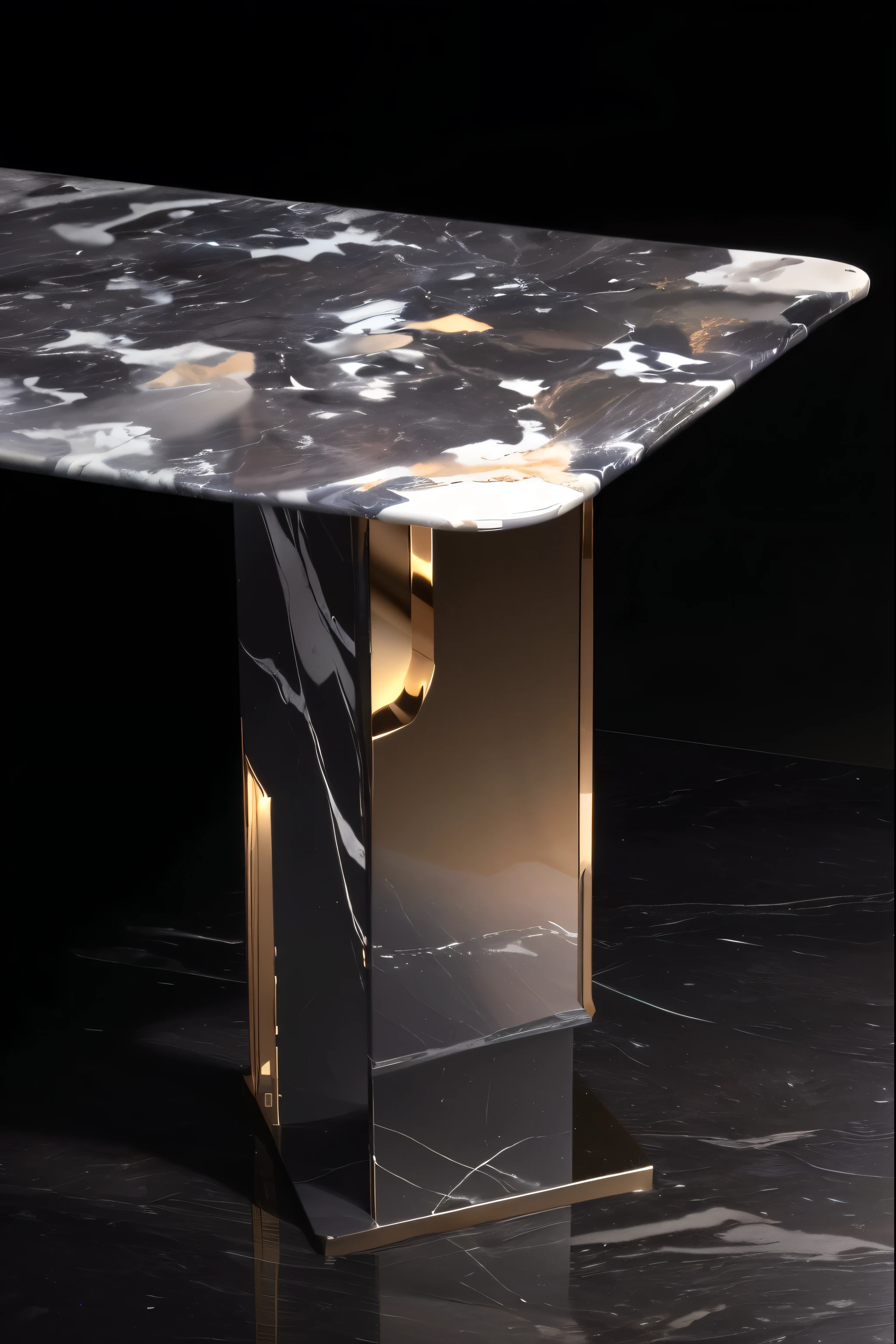a close up of a Marble table with a metal base, Detailed enlargement of photo, High angle close-up, exquisite marble details, Made of liquid metal and marble, Marble table, High resolution details, Detail rendering, Depth of detail, close-up product photo, Gaunt side view close-up, Close-up details, All Marble, 4k details, 4k details