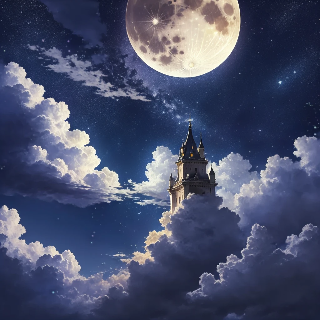 空にはfull moonが輝いている, Moon Background, full Moon Background, Moonlight Background, big Moon and Stars in the sky, Anime Background, with full Empty Moon, full moon, 星が輝くfull moon, Moon and Stars, Empty Moon, Moonlit Starry Sky Environment, Background artwork, Moonlit clouds background