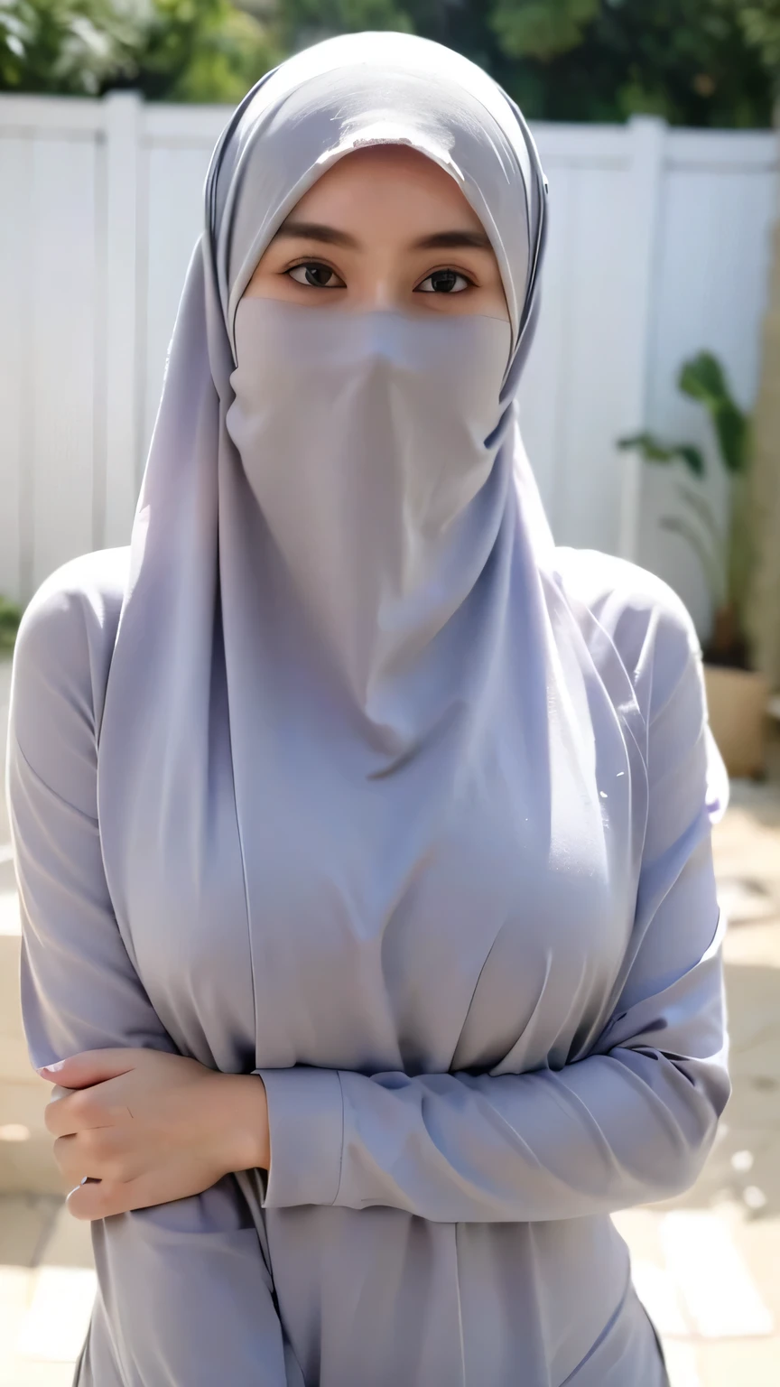  a beautiful young woman wearing brown hijab, (((fully naked))), (breast uncovered) perfect face, (((perfect body,))), (((FULLY NAKED))) full naked body, (((covering mouth, taut veil))), doing sex with boyfriend