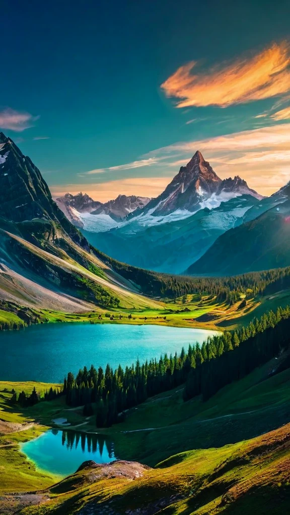 photo RAW,(spring,mountains and a lake with a moon in the sky, 4k highly detailed digital art, 4 k hd wallpaper very detailed, impressive fantasy landscape, sci-fi fantasy desktop wallpaper, 4k wallpaper, 4k detailed hdr photography, sci-fi fantasy wallpaper, epic dreamlike fantasy landscape, 4k hd matte, 8k,Realistic, realism, hd, 35mm photograph, 8k), masterpiece, award winning photography, natural light, perfect composition, high detail, hyper realistic, (composition centering, conceptual photography)