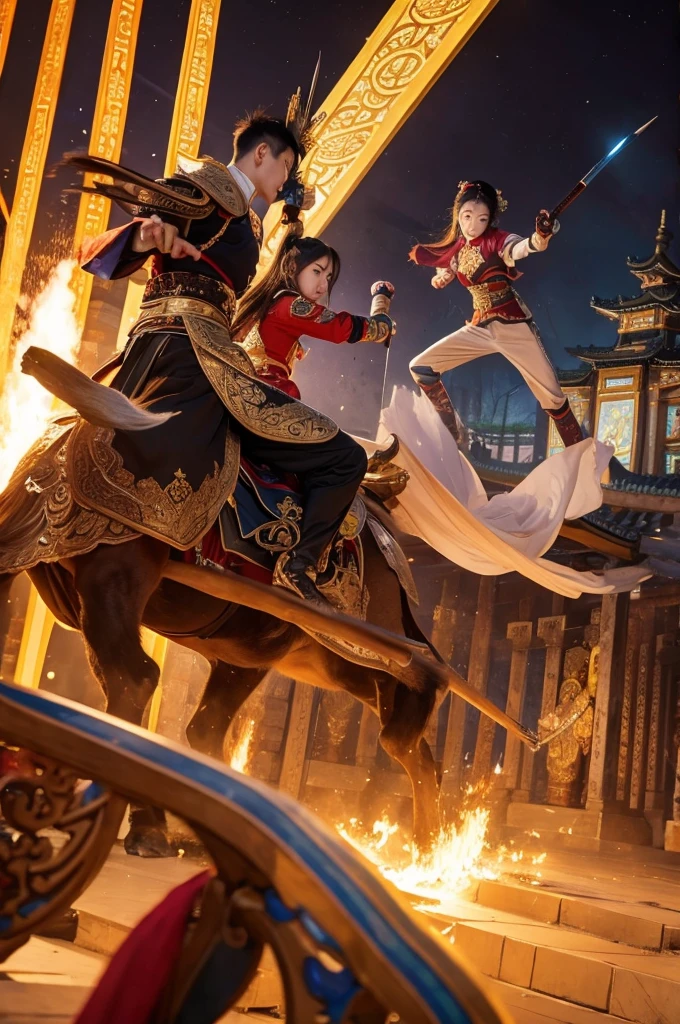 Hu Tianqi and Emperor Nian Tian fight