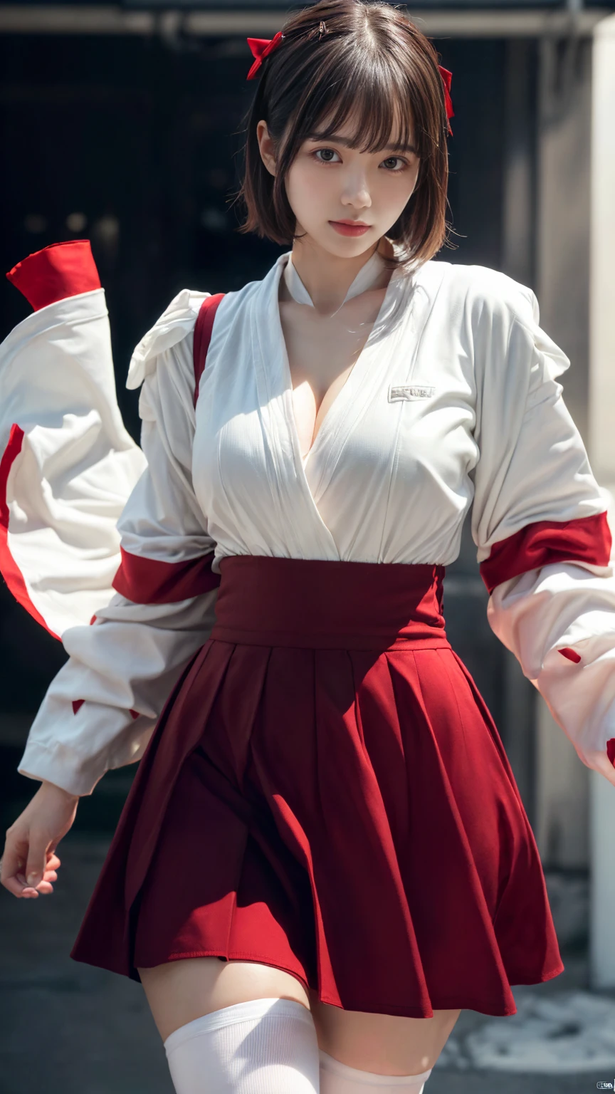 (absurdres:1.3), (highres:1.3), (ultra detailed:1.3),(1girl:1.3), (extremely detailed CG unity 8k wallpaper:1.3), (detailed skin texture, detailed cloth texture, detailed hair texture), (beautiful detailed face, supermodel, pale skin, realistic glistening skin), (RAW photo, best quality), (realistic, photo-realistic:1.4), masterpiece, extremely delicate and beautiful,Amazing, finely detail, extremely detailed CG unity 8k wallpaper, huge filesize, ultra-detailed, highres, absurdres, soft light,rim light, vibrant details, short bob hair, black hair color, Big Natural Color Lip, (perfect body shape), beautiful legs, BREAK (white and red theme:1.4), (fusion of (white kimono tops:1.2) and  (red high-waisted maxi length skirt):1.4), (long sleeve:1.3), (kimono-collar:1.2), (red outlines on white kiomno:1.2), (white very short ankle socks:1.2), (Japanese clogs geta:1.2),
 crying a little、little smile, Harajuku style、20 year old girl、cute type、lolita、open legs