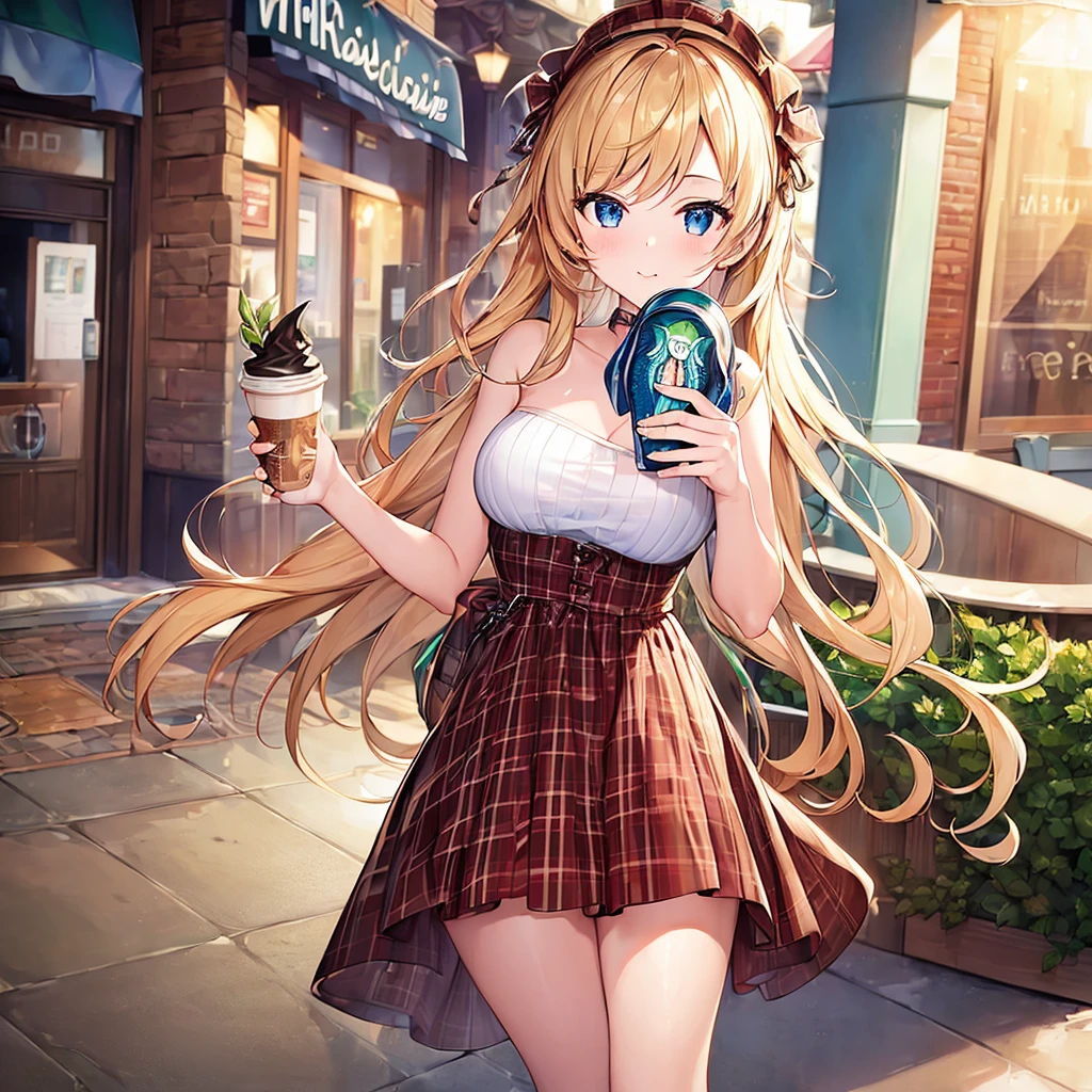 (masterpiece,16k,high quality:1.3),1girl,(selfie,looking viewer),,cute,(Hold a frappuccino in one hand)