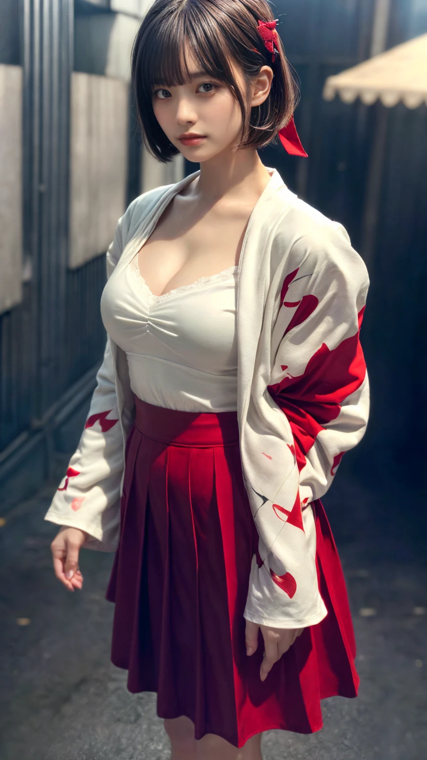(absurdres:1.3), (highres:1.3), (ultra detailed:1.3),(1girl:1.3), (extremely detailed CG unity 8k wallpaper:1.3), (detailed skin texture, detailed cloth texture, detailed hair texture), (beautiful detailed face, supermodel, pale skin, realistic glistening skin), (RAW photo, best quality), (realistic, photo-realistic:1.4), masterpiece, extremely delicate and beautiful,Amazing, finely detail, extremely detailed CG unity 8k wallpaper, huge filesize, ultra-detailed, highres, absurdres, soft light,rim light, vibrant details, short bob hair, black hair color, Big Natural Color Lip, (perfect body shape), beautiful legs, BREAK (white and red theme:1.4), (fusion of (white kimono tops:1.2) and (red high-waisted maxi length skirt):1.4), (long sleeve:1.3), (kimono-collar:1.2), (red outlines on white kiomno:1.2), (white very short ankle socks:1.2), (Japanese clogs geta:1.2),
crying a little、little smile, Harajuku style、20 year old girl、cute type、ta、open legs