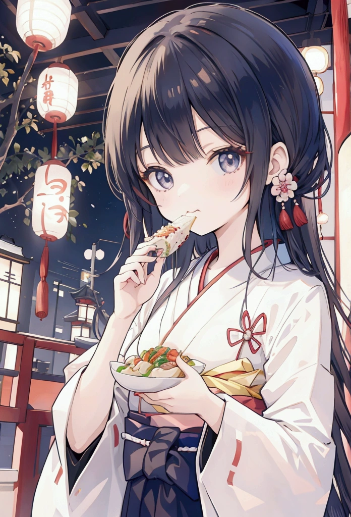 Japanese girl eating Japanese food