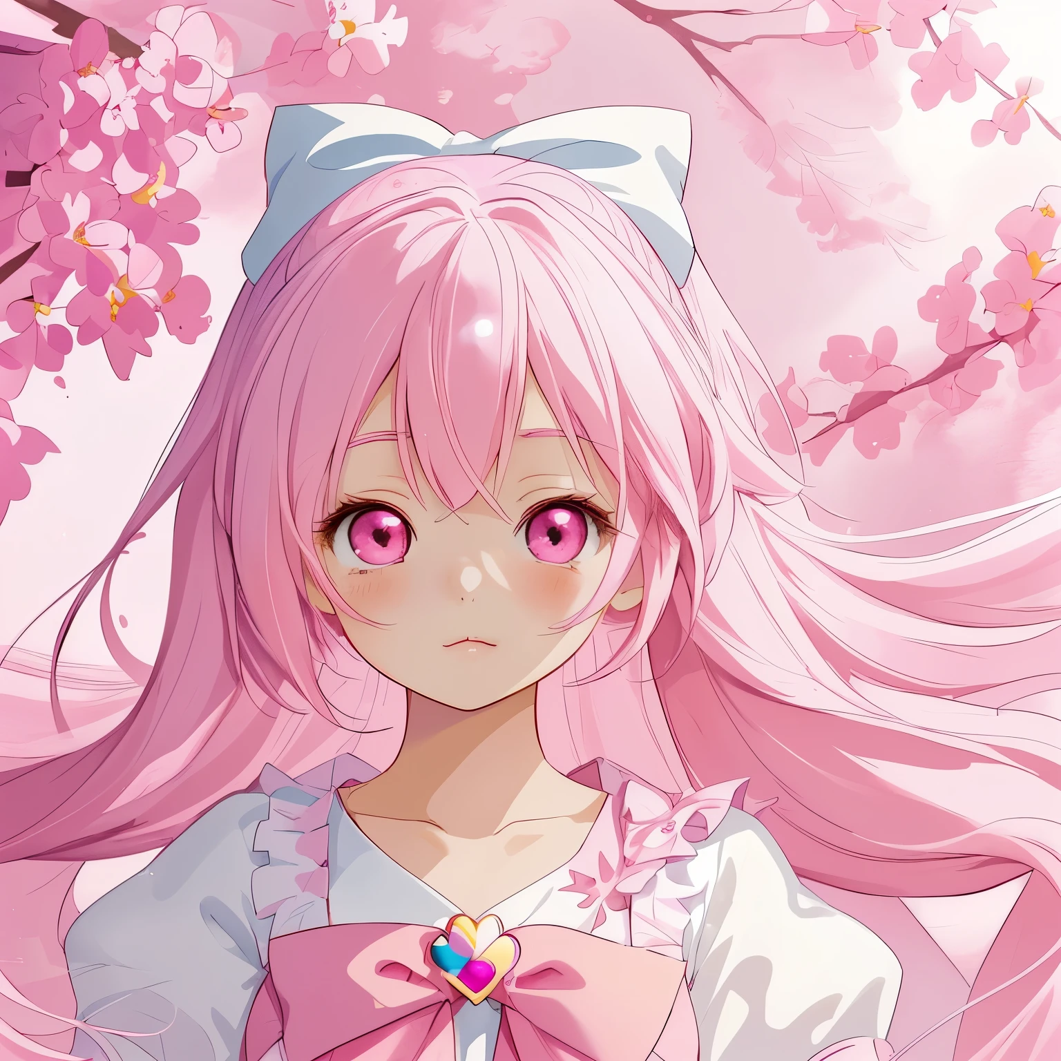 Pink Hair、Anime girl with a bow, Kawaii realistic portrait, Gu Weiss, Portrait of a magical girl, Lovely characters, Lovely art style, Anime cute art style, Maple Story Character Art, Lovely portrait, Cute anime girl portrait, Small person images, artwork in the style of Gu Weiss, Ink art anime