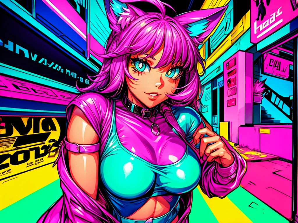 Jessica the skitty, Large breast, solo, Twintails, Fang, Smirk, Edgerunner