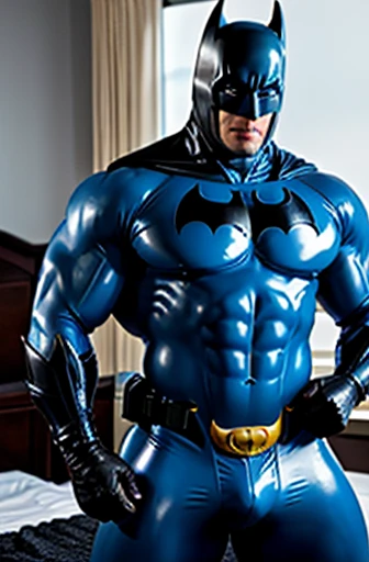 Batman hard Molesting frottage on the bed other Batman małe thick swollen muscular big batman bodybuilder in light blue and gray shiny latex full body suit, growth bump up chest. big buff packed create a Batman presenting tight latex pants bulge, wide chest, huge batman, huge muscles, very packed, buff chest, abs, big bicep, muscular blue Batman in latex, full body costume and has big erection bulge