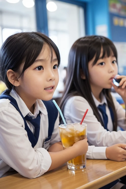 Primary school students Drinking alcohol Group of 4