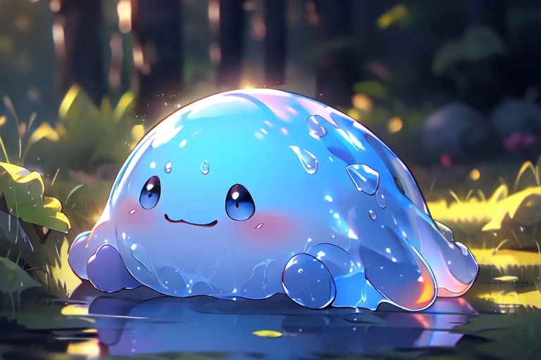 (Slime), In combat, 武器を持ったSlime, armor, wilderness, sunset, duel