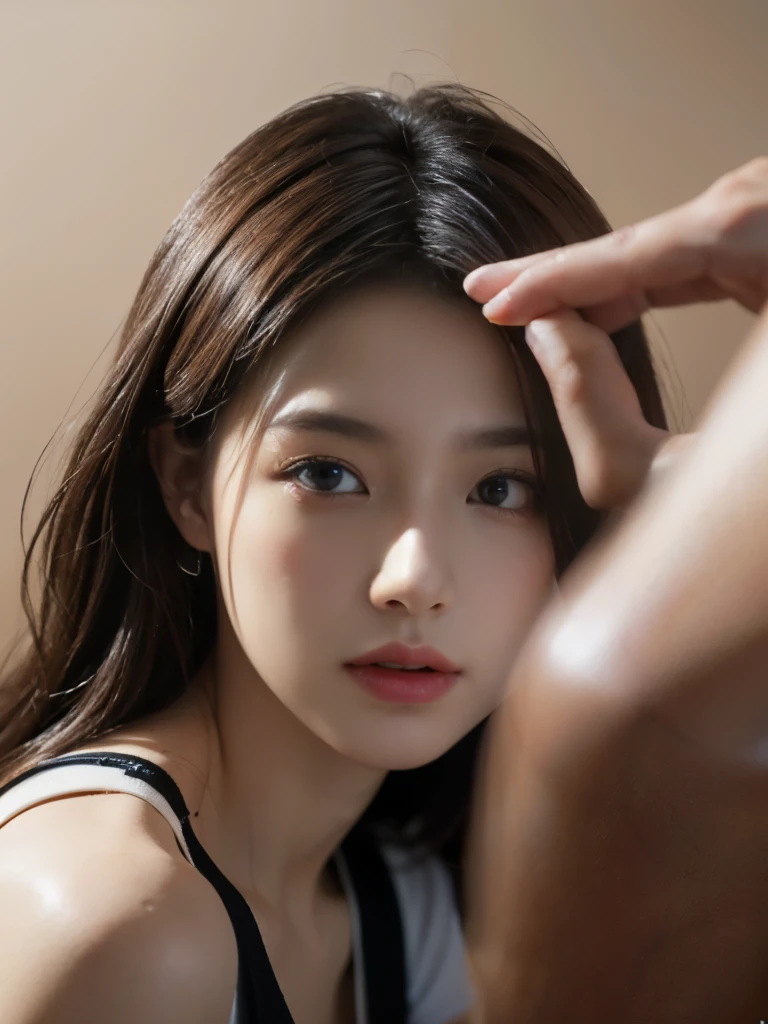 ((((best quality))))、(((Ultra-precision CG16K wallpaper)))、(((masterpiece)))、(((very detailed)))、(((super extreme detail)))、１people&#39;girlature woman、24-year-old female、((japanese face))、((very beautiful face))、((My Shiraishi:1.5))、((semi long straight hair:1.3、blunt bangs))、(shiny brown hair)、beautiful and delicate eyes、brown eyes、raised an eyebrow、high nose、small nostrils、small mouth、seductive lips、beautiful breasts、((C cup size breasts))、split、plump body、(chubby body type)、perfect proportions、complete ???????、perfect composition、Beautiful detail shading、beautiful natural light、Light with beautiful details、Depth of recorded boundary、(((high saturation)))、(((really:1.9)))、((vivid:1.5))、((edge:1.6))、((beautiful skin))、((skin texture))、((reallyな皮膚感))、(((cowboy shot、femur:1.5)))、((overhead view:1.8))、((Open mouth and surprised face:1.4))、(eyes looking at me:1.5)、day bedroom、bright sunshine、natural light、(((Lie down on your back in bed:1.6)))、(Supine posture:1.5)、(((open front shirt_white clothes、panties_white clothes:1.6)))、((earring、wearing a necklace:1.3))、