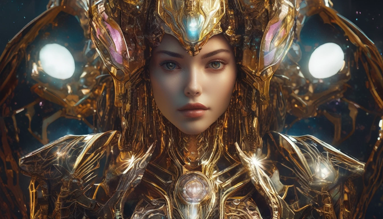 Future female high-dimensional aliens from another dimension,Cosmic,Powerful magic from an unknown dimension,Front bust,Busts and hand portraits,Frontal image,