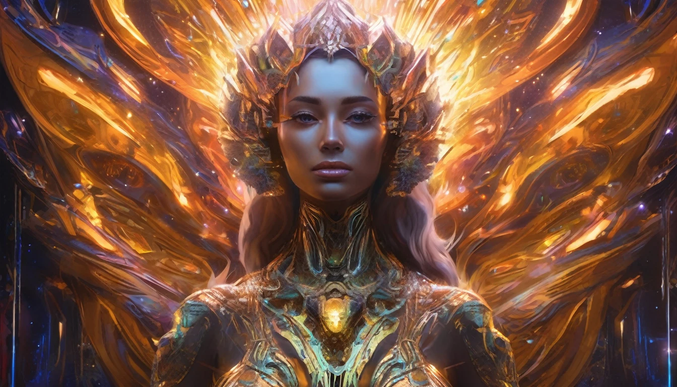 Future female high-dimensional aliens from another dimension,Cosmic,Powerful magic from an unknown dimension,Front bust,Busts and hand portraits,Frontal image,