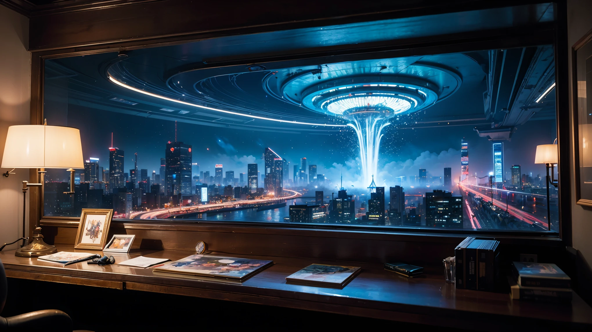 Star Farm City, Sci-fi decopunk paintings of the distant future by Greg Manchez and Makoto Shinkai, Trending on Art Station, [:Vivid digital painting:0.4]
