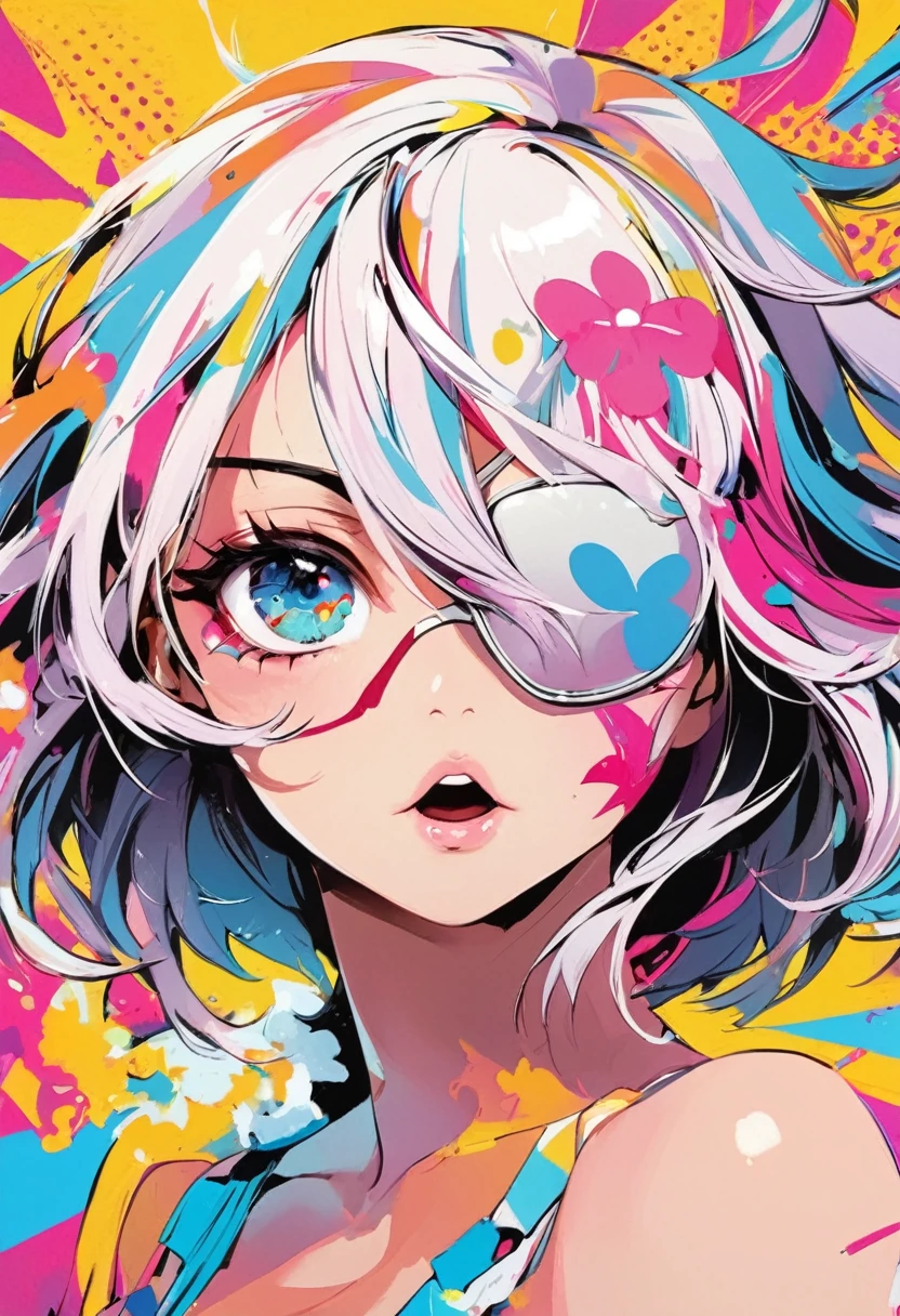 Pop Art, Eyepatch Art, cute, sexy, nice, passion, dynamic, break: A tiny eye patch turns into a fascinating work of art, Aesthetic depictions using a variety of techniques,