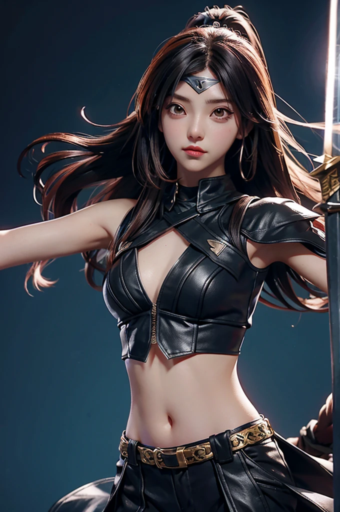 1girl, solo, (sword on back:1.331), looking afar, shoulder ring, head tilt, blunt bangs, black short hair, purple eyes, gem earrings, black helmet, impossible clothes, shoulder armor, crop top, skirt, oval face, conscientious,
simple background, monochrome background, (ridding, ridding a panther, panther:1.2),
ancient, warrior \(final fantasy\), , portrait, dramatic, complex 3d render, WOLP, (masterpiece:1,2), best quality, masterpiece, highres, original, extremely detailed wallpaper, perfect lighting,(extremely detailed CG:1.2), nature lighting,