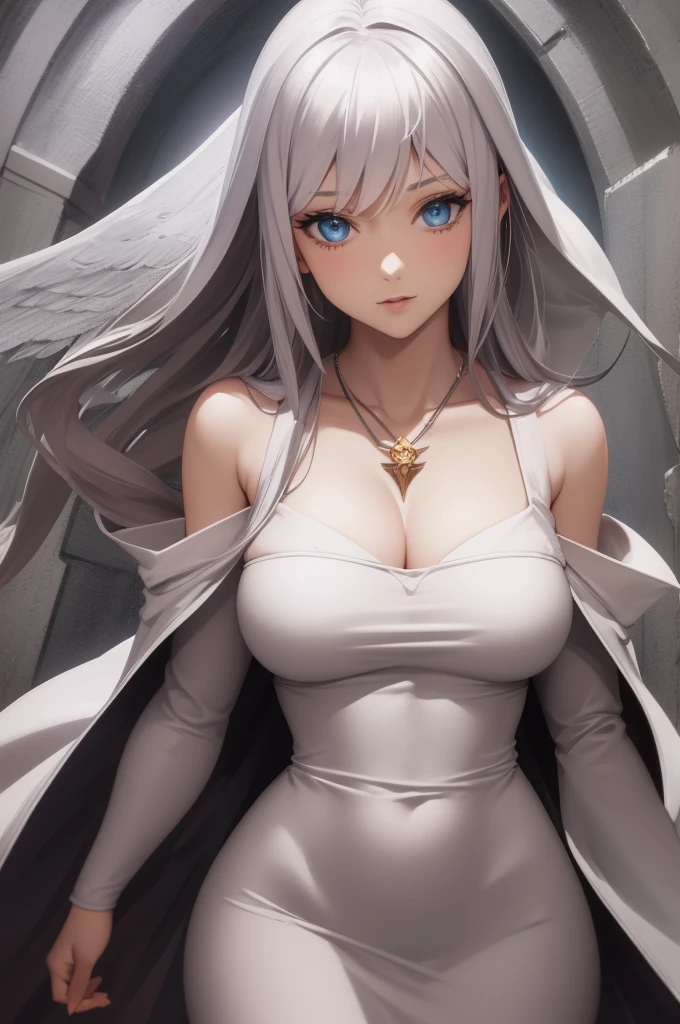 Fantasy RPG character, 26-year-old woman, White Mage, Healing magic user, Cleric, Angel, White robe, ((anime)), ((best qualtiy, 8K, tmasterpiece:1.3)), Focus:1.2, perfect figure beautiful woman:1.4, 1woman, cowboy shot, look at viewer, eyes facing the camera, incredibly absurd, beautiful and cute woman, showcasing top-quality craftsmanship, cute, neat,pretty