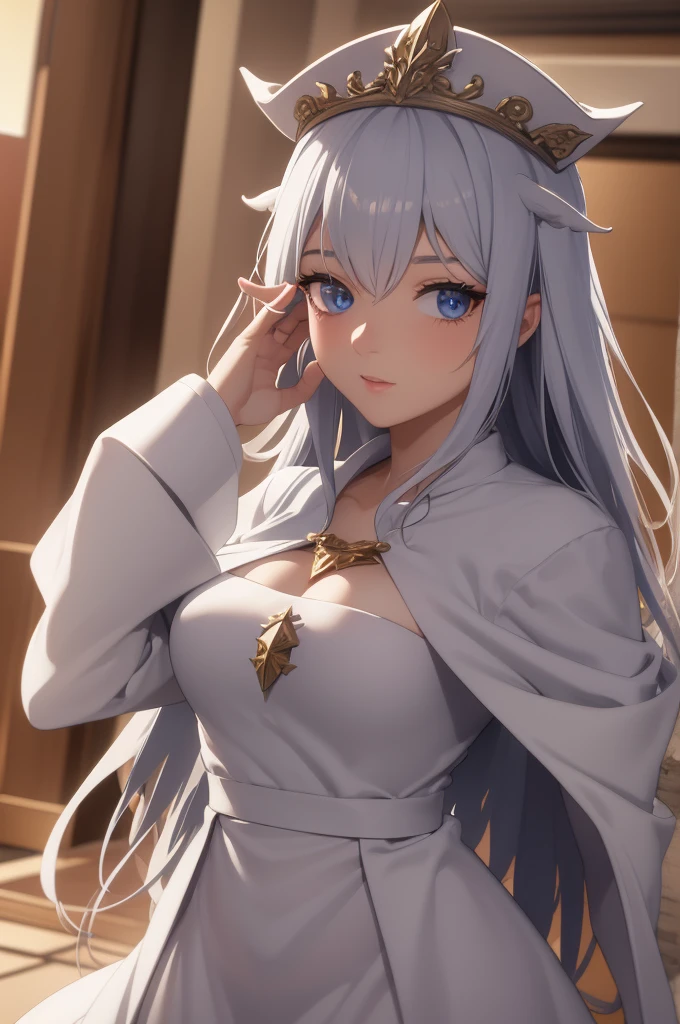 Fantasy RPG character, 26-year-old woman, White Mage, Healing magic user, Cleric, Angel, White robe, ((anime)), ((best qualtiy, 8K, tmasterpiece:1.3)), Focus:1.2, perfect figure beautiful woman:1.4, 1woman, cowboy shot, look at viewer, eyes facing the camera, incredibly absurd, beautiful and cute woman, showcasing top-quality craftsmanship, cute, neat,pretty