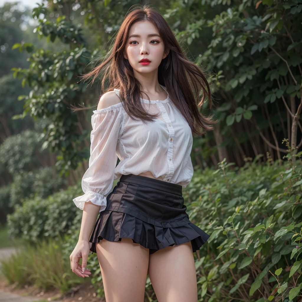 Irene, (best quality, Ultra-detailed), (realistic:1.37), beautiful and detailed face, ultra-realistic texture, delicate face, delicate body, red lipstick, long-lasting colors. high definition, 8K.