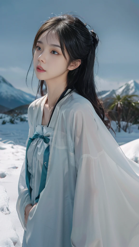 (best quality, 8K, 32K，The details are very clear),Practical, high resolution, 1 Japan female, solitary, (Lolita clothing)，luxury clothes，For the audience，(Upper Body，Upper limbs)， beautiful eyes, Brown hair, Dark circles under eyes, (External，Blizzard，Thick fur cape，Snow Covered)，Snowfield，blue eyes，best qualityのイラスト，Detailed facial features，Ultra HD, High Detail, high quality, high resolution, best quality, 8K, 16K, High Detail, high quality, high quality, Super Detail, Anatomically correct, masterpiece, precise，The figure is in the middle of the composition，Leave space above your head，Leave space on the left and right sides and on the top