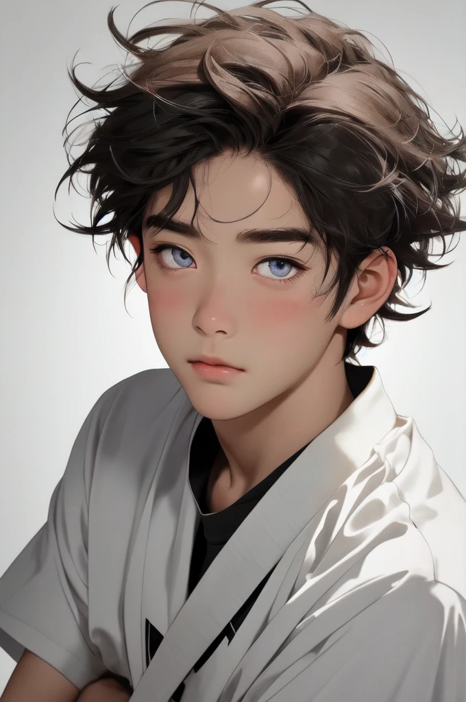 1boy,best quality,messy hair,yoai,beautiful detailed eyes,detailed face,detailed skin,simple background,cinematic highlight,white socks,posing