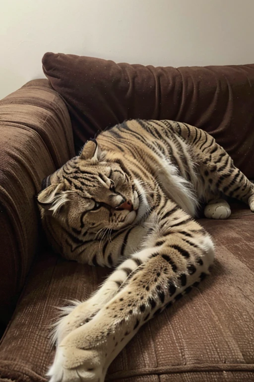image of a fluffy big cat lying on the sofa