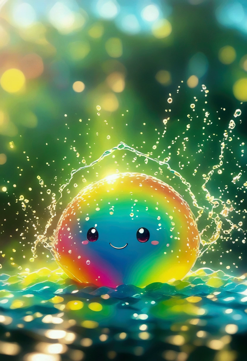 Rainbow slime, Sunlight, Water splash, 