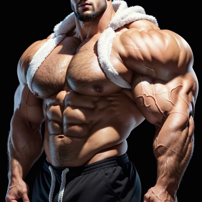 a very handsome, large, bodybuilder, massively muscular man, with massively large muscles, with massively large, muscular and defined body, with massively large and muscular arms, with massively large biceps, on a black background